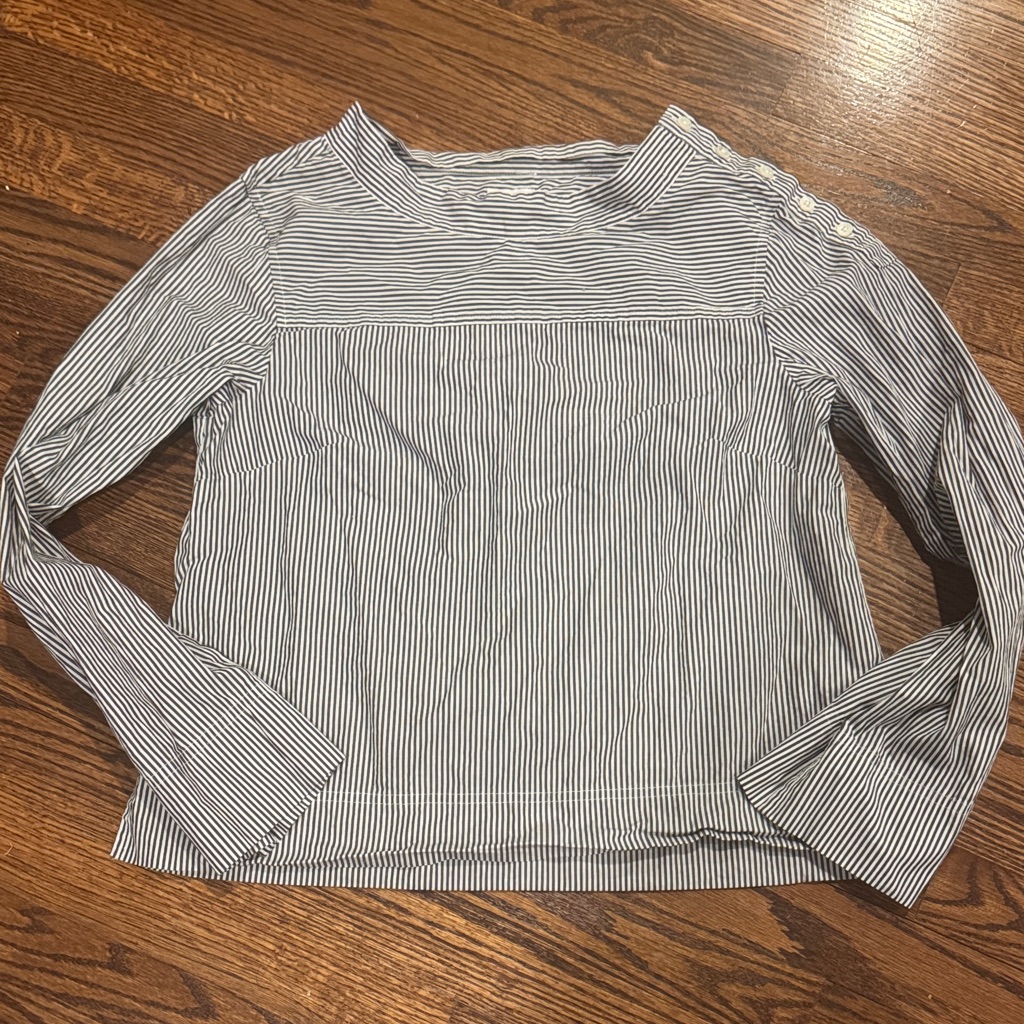J Crew 100% Cotton Navy And White Stripped Shirt Size 6